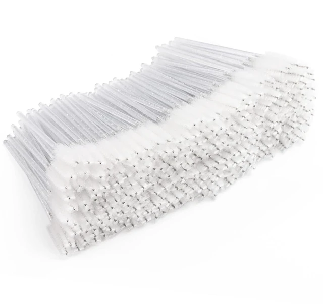 Main image of 300 Pcs Disposable Mascara Wands, Crystal Spoolies Brush for Eyelash Extensions, Spooly Eyelash Eyebrow Brushes Lash Wand Applicator Makeup Kits (White)