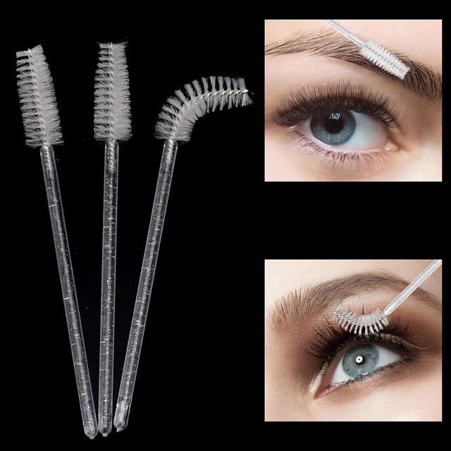 Alt view image 4 of 7 - 300 Pcs Disposable Mascara Wands, Crystal Spoolies Brush for Eyelash Extensions, Spooly Eyelash Eyebrow Brushes Lash Wand Applicator Makeup Kits (White)