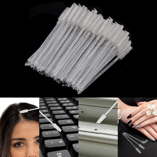 Alt view image 7 of 7 - 300 Pcs Disposable Mascara Wands, Crystal Spoolies Brush for Eyelash Extensions, Spooly Eyelash Eyebrow Brushes Lash Wand Applicator Makeup Kits (White)