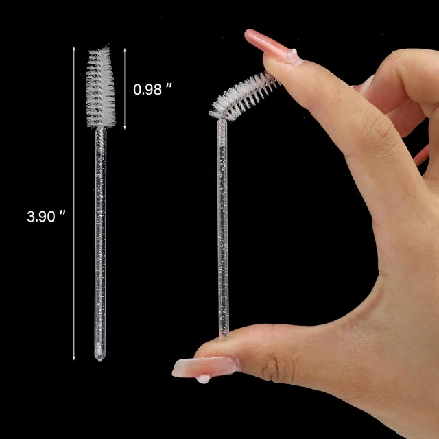 Alt view image 3 of 7 - 300 Pcs Disposable Mascara Wands, Crystal Spoolies Brush for Eyelash Extensions, Spooly Eyelash Eyebrow Brushes Lash Wand Applicator Makeup Kits (White)