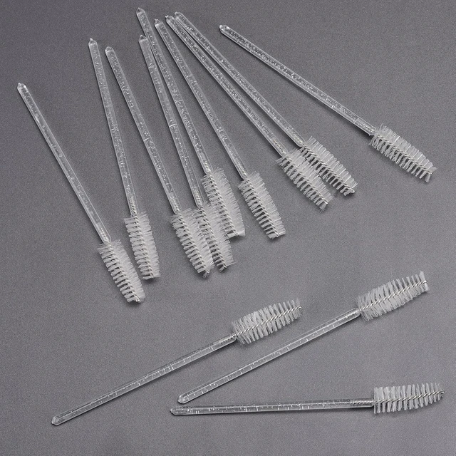Alt view image 5 of 7 - 300 Pcs Disposable Mascara Wands, Crystal Spoolies Brush for Eyelash Extensions, Spooly Eyelash Eyebrow Brushes Lash Wand Applicator Makeup Kits (White)