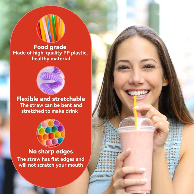 Alt view image 4 of 6 - MAQIHAN 100PCS Plastic Straws Disposable- Colorful Flexible Bendy Straws