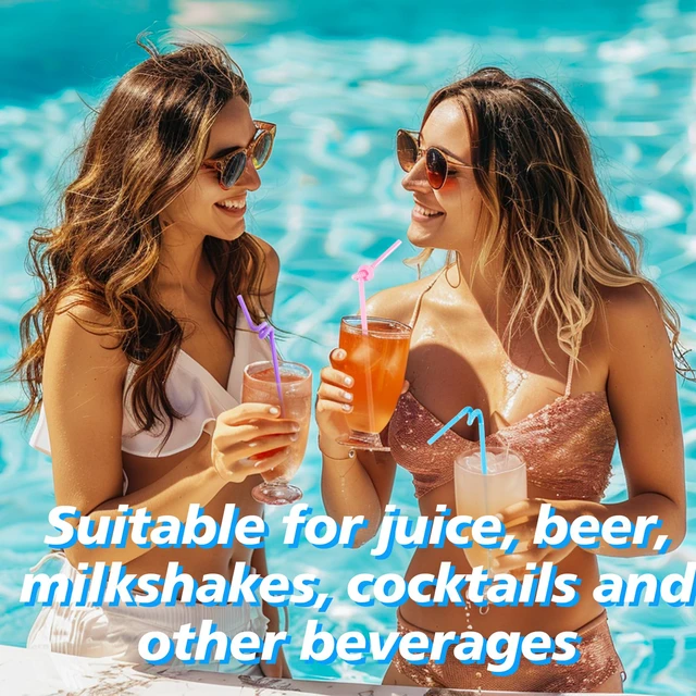 Alt view image 6 of 6 - MAQIHAN 100PCS Plastic Straws Disposable- Colorful Flexible Bendy Straws