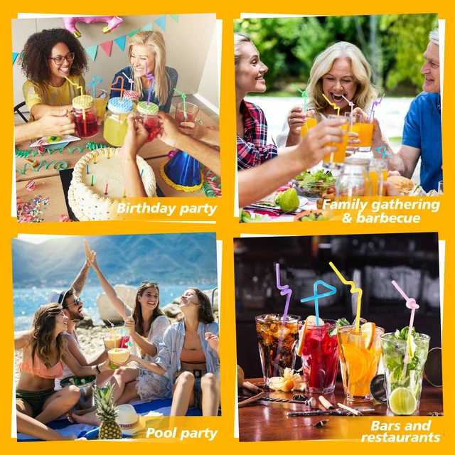 Alt view image 3 of 6 - MAQIHAN 100PCS Plastic Straws Disposable- Colorful Flexible Bendy Straws