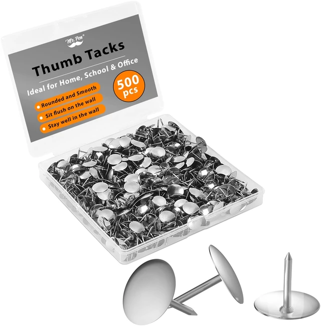 Main image of Mr. Pen- Thumb Tack, 500 Pack, Silver, Flat Push Pins Bulk
