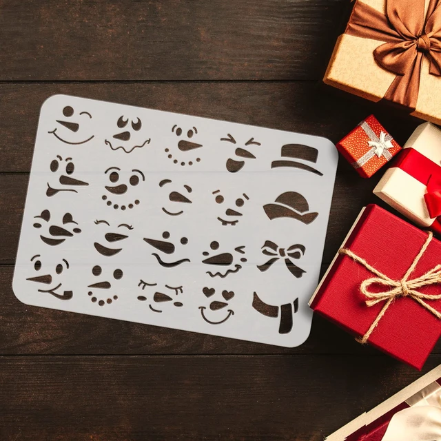 Alt view image 3 of 6 - FINGERINSPIRE Snowman Face Stencil 11.7x8.3 inch Snow Man Stencil Plastic Snowman Smile Face Hat Bow Scarf Pattern Template DIY Home Christmas Decor Stencils for Painting on Wood Floor Wall