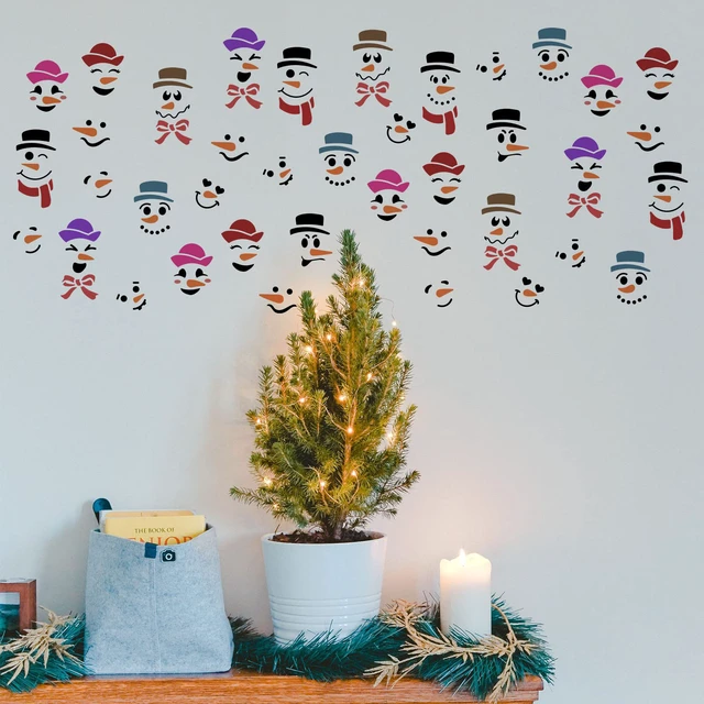 Alt view image 4 of 6 - FINGERINSPIRE Snowman Face Stencil 11.7x8.3 inch Snow Man Stencil Plastic Snowman Smile Face Hat Bow Scarf Pattern Template DIY Home Christmas Decor Stencils for Painting on Wood Floor Wall
