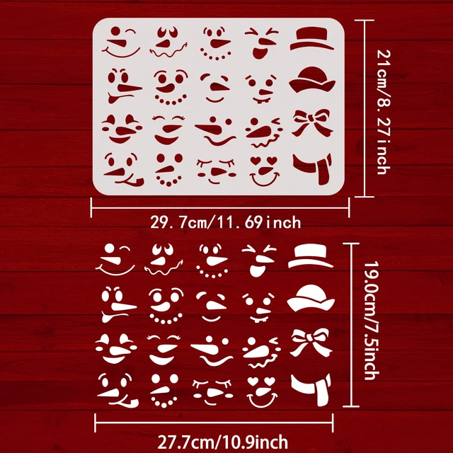 Alt view image 6 of 6 - FINGERINSPIRE Snowman Face Stencil 11.7x8.3 inch Snow Man Stencil Plastic Snowman Smile Face Hat Bow Scarf Pattern Template DIY Home Christmas Decor Stencils for Painting on Wood Floor Wall