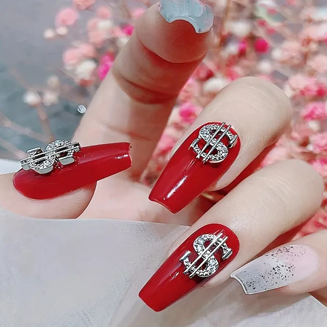Alt view image 2 of 7 - 40PCS Money Dollar Nail Charms Gold and Silver 3D Alloy Dollar Money Nail Art Charms with Rhinestones for Women Nail Decoration DIY Design Crystals Shiny Nail Gem Crystals Jewelry