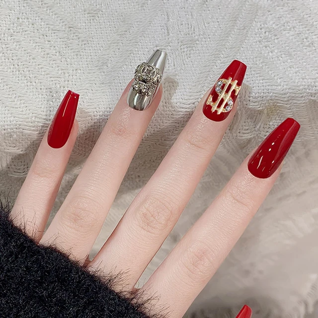 Alt view image 3 of 7 - 40PCS Money Dollar Nail Charms Gold and Silver 3D Alloy Dollar Money Nail Art Charms with Rhinestones for Women Nail Decoration DIY Design Crystals Shiny Nail Gem Crystals Jewelry