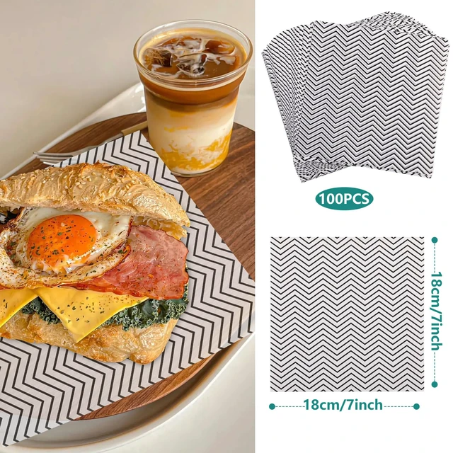 Alt view image 5 of 7 - GeeRic 100 Sheets Deli Wax Paper for Food,7 * 7 inch Greaseproof Sandwich Wrapping Paper, 2026 Deli Parchment Basket Liners Holiday Treats, Candy, Cookies Black