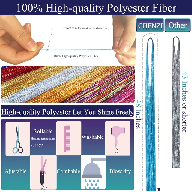 Alt view image 2 of 6 - Hair Tinsel, 22 Colors Tinsel Hair Extensions, Fairy Hair Kit