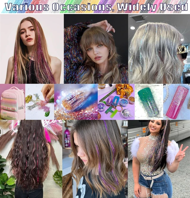 Alt view image 4 of 6 - Hair Tinsel, 22 Colors Tinsel Hair Extensions, Fairy Hair Kit