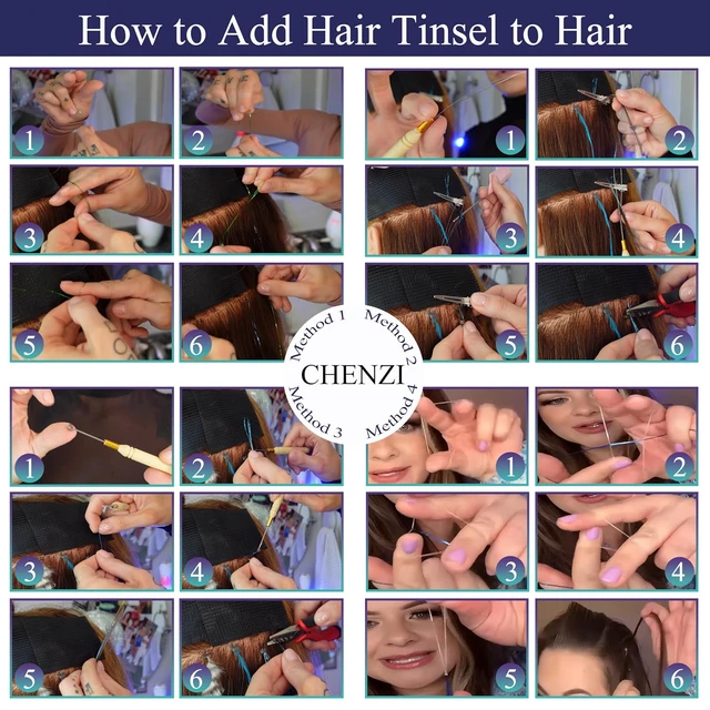 Alt view image 3 of 6 - Hair Tinsel, 22 Colors Tinsel Hair Extensions, Fairy Hair Kit