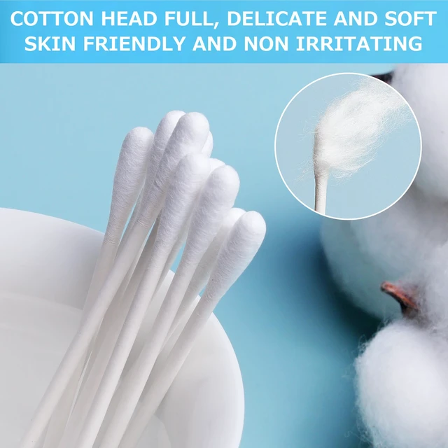 Alt view image 6 of 7 - 100 Pack Cotton Swabs, Individually Wrapped, Organic & Biodegradable, Double Tipped Cotton Tips for Ear, Beauty Care, Cleaning, Make-up (Round & Pointed Shape Cotton Heads)