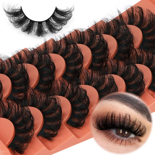 Main image of Mink Lashes Fluffy False Eyelashes 20-22mm Dramatic Volume Eyelash Full Eye Lashes 8D D Curly Fake Eyelashes 7 Pairs Faux Mink Lashes Multipack by TOOCHUNAG