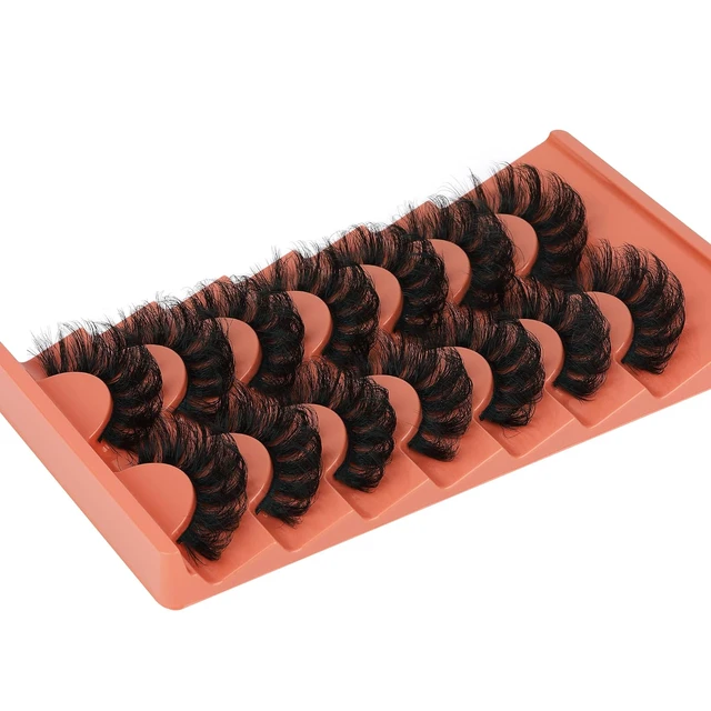 Alt view image 5 of 6 - Mink Lashes Fluffy False Eyelashes 20-22mm Dramatic Volume Eyelash Full Eye Lashes 8D D Curly Fake Eyelashes 7 Pairs Faux Mink Lashes Multipack by TOOCHUNAG