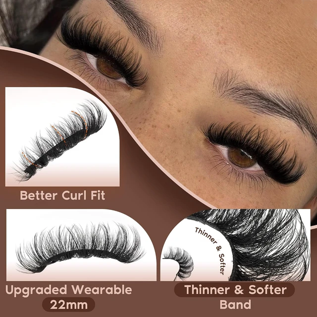 Alt view image 4 of 6 - Mink Lashes Fluffy False Eyelashes 20-22mm Dramatic Volume Eyelash Full Eye Lashes 8D D Curly Fake Eyelashes 7 Pairs Faux Mink Lashes Multipack by TOOCHUNAG