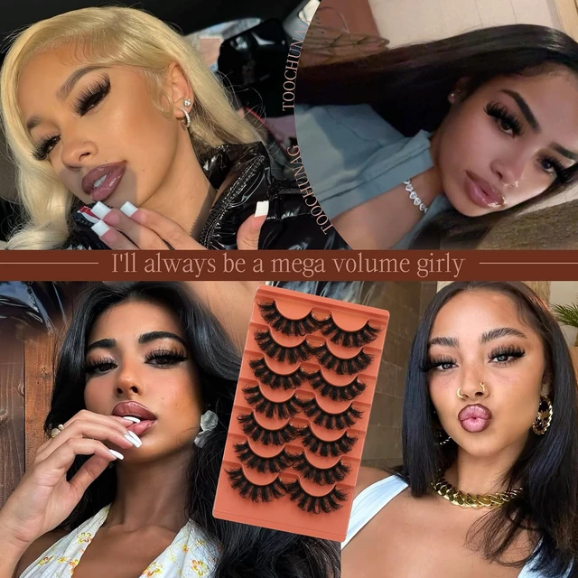 Alt view image 3 of 6 - Mink Lashes Fluffy False Eyelashes 20-22mm Dramatic Volume Eyelash Full Eye Lashes 8D D Curly Fake Eyelashes 7 Pairs Faux Mink Lashes Multipack by TOOCHUNAG