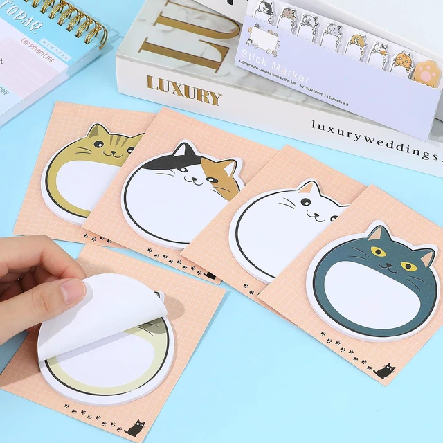 Alt view image 3 of 7 - Cat Theme Sticky Notes, Kawaii Sticky Index Tabs, 300 Sheets