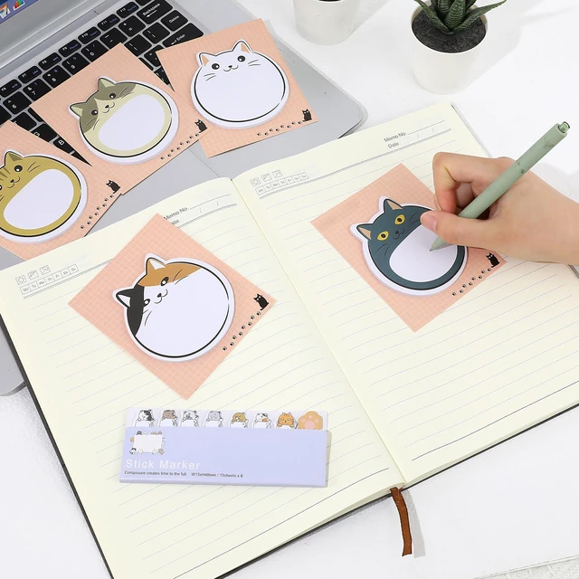 Alt view image 5 of 7 - Cat Theme Sticky Notes, Kawaii Sticky Index Tabs, 300 Sheets
