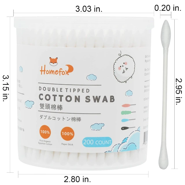 Alt view image 6 of 7 - Cotton Swabs Precision Pointed - 600 Count Pointy Organic Cotton Buds Double Side Tightly Wrapped Cotton Tips Paper Stick Soft Gentle Lint-Free Cruelty-Free, Pointy & Round (White)