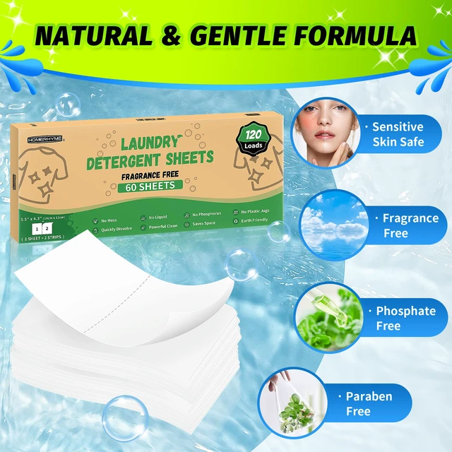 Alt view image 3 of 7 - Laundry Detergent Sheets - Up to 120 Loads (60 Sheets),Unscented,Plastic Free,Laundry Detergent Strips for Travel,Dorms, Home,Apartments,Liquidless Technology,Eco Friendly& Hypoallergenic