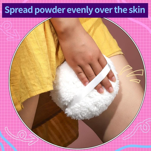 Alt view image 6 of 7 - 6" Powder Puff, Fluffy Soft Large Powder Puff for Body Powder and Container, White
