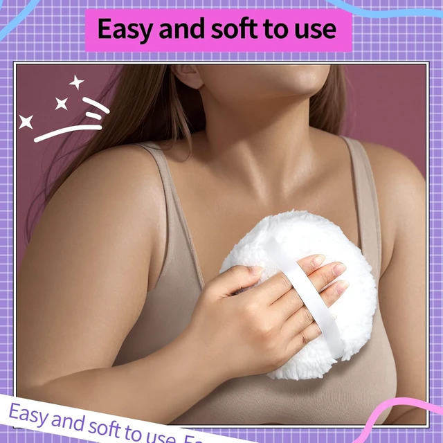 Alt view image 5 of 7 - 6" Powder Puff, Fluffy Soft Large Powder Puff for Body Powder and Container, White