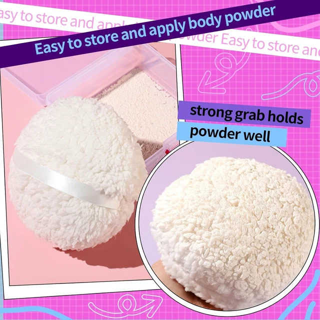 Alt view image 4 of 7 - 6" Powder Puff, Fluffy Soft Large Powder Puff for Body Powder and Container, White