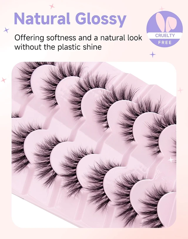 Alt view image 6 of 6 - Easeful Cat Eye Lashes False Eyelashes Wispy Natural Lashes Mink Lashes Fluffy False Lashes Volume Natural Eyelashes Flared-05