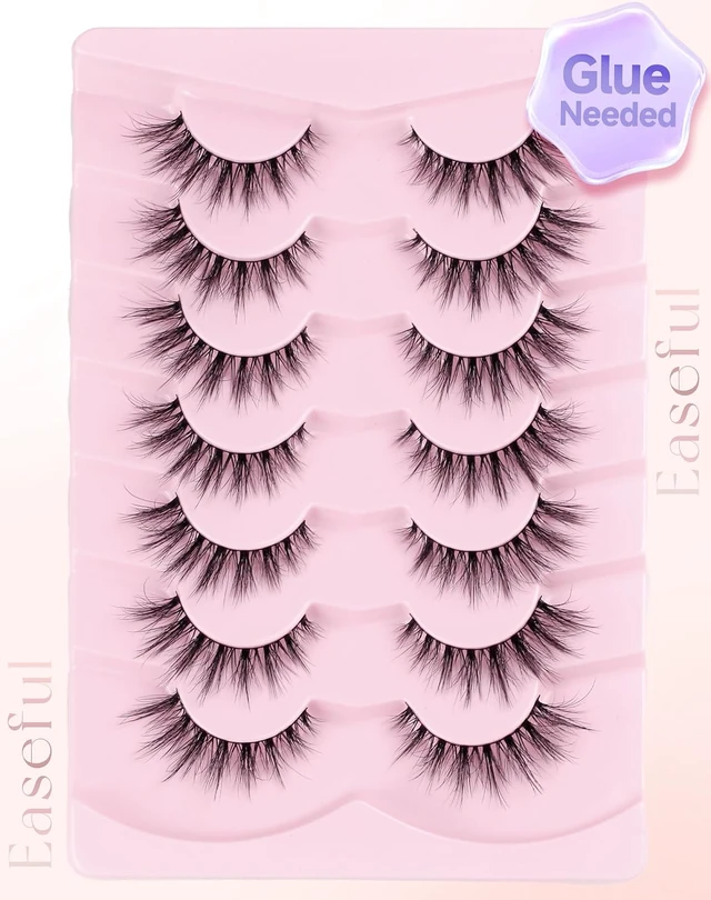 Alt view image 4 of 6 - Easeful Cat Eye Lashes False Eyelashes Wispy Natural Lashes Mink Lashes Fluffy False Lashes Volume Natural Eyelashes Flared-05