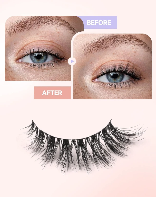 Alt view image 5 of 6 - Easeful Cat Eye Lashes False Eyelashes Wispy Natural Lashes Mink Lashes Fluffy False Lashes Volume Natural Eyelashes Flared-05
