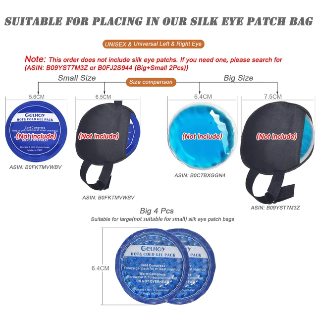 Alt view image 2 of 7 - Ice Eye Patches for Puffy Eyes, Cooling Medical Eye Patch Pad Gel Pack Cover Eyepatch Cold Hot Therapy Eye Bags Dark Circles After Surgery Adult Kid (2PCS)