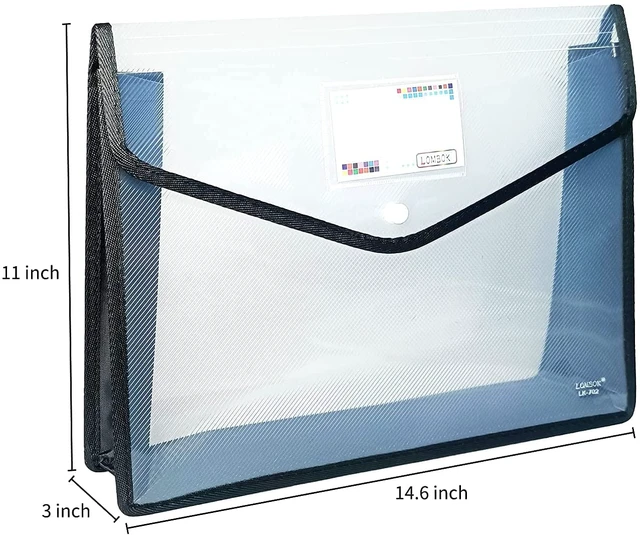 Alt view image 2 of 6 - YoeeJob Plastic File Folders Legal Size Expandable Document Folder with Snap Button Closure, A4 Expanding File Wallet Envelopes Pouch with Label Pocket, 2 Packs, Black
