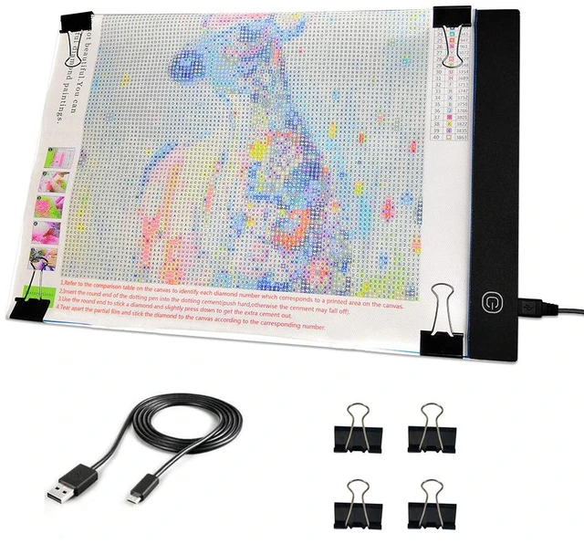 Main image of Mlife A4 LED Light Pad - Diamond Art Light Box Tracing Light Board with 3 Brightness, Ideal for Sketching, Animation, Drawing Light Box with 4 Fasten Clips