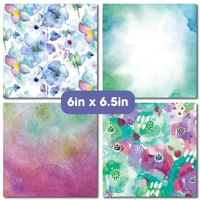 Alt view image 5 of 7 - 48 Sheets 6x6.5 Cardstock Paper Pad - Watercolor Flora - Pearl Textured UV Printed - Half Double Sided 200gsm Heavyweight for Card Making Origami Journaling Scrapbooking Supplies