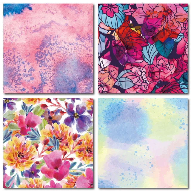 Alt view image 4 of 7 - 48 Sheets 6x6.5 Cardstock Paper Pad - Watercolor Flora - Pearl Textured UV Printed - Half Double Sided 200gsm Heavyweight for Card Making Origami Journaling Scrapbooking Supplies
