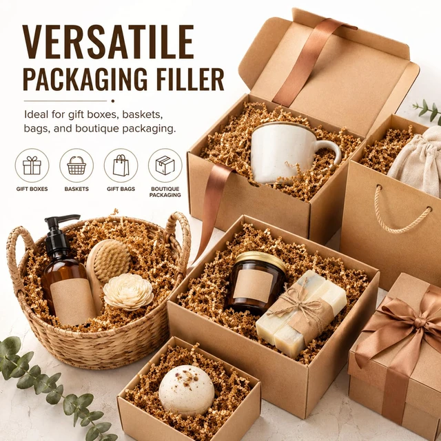 Alt view image 4 of 6 - Sukh Brown Crinkle Paper Filler - Shredded Paper, Gift Basket & Box Wrap