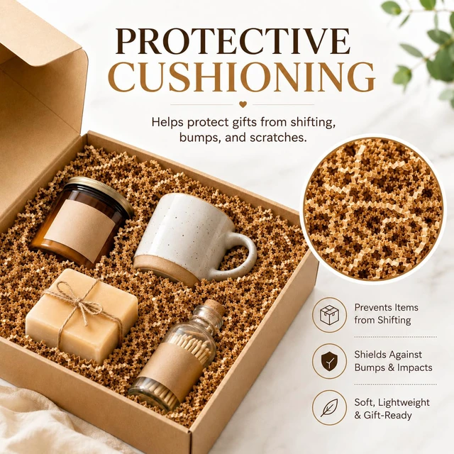 Alt view image 5 of 6 - Sukh Brown Crinkle Paper Filler - Shredded Paper, Gift Basket & Box Wrap