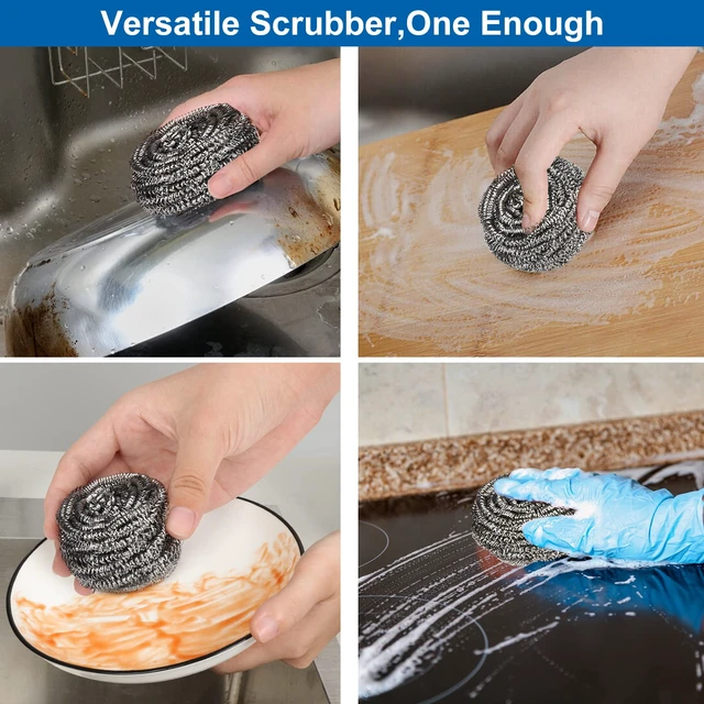 Alt view image 5 of 6 - 10 Pack Stainless Steel Scrubber, Steel Wool Srubber for Scouring Stubborn Messes from Pots and Pans, Stoves,Broiler Racks,Grills and More