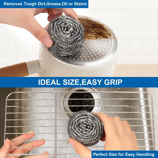 Alt view image 6 of 6 - 10 Pack Stainless Steel Scrubber, Steel Wool Srubber for Scouring Stubborn Messes from Pots and Pans, Stoves,Broiler Racks,Grills and More