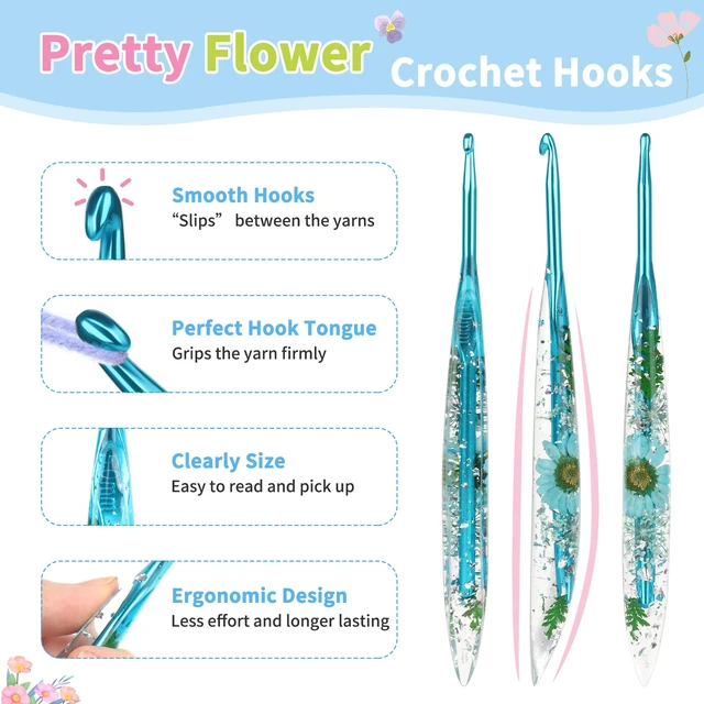 Alt view image 6 of 6 - Coopay Crochet Hooks, 5mm Ergonomic Crochet Hook with Floral Plastic Grips