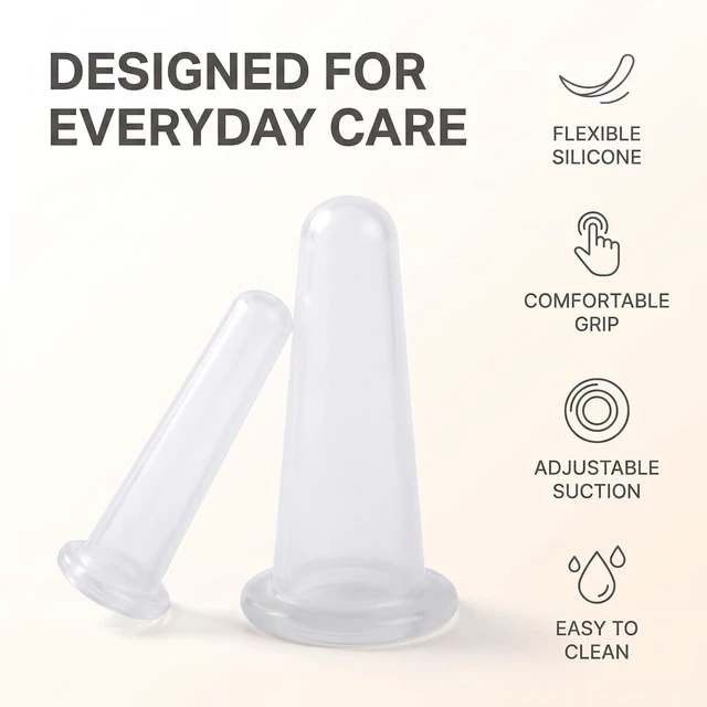 Alt view image 5 of 5 - BWESOO 4Pcs Transparent Massage Cupping Set Silicone Mini Facial Cups Face Massager Helper Skin Care Neck Back Eyes Massaging Cup Safe to Use, Don't Worry About Burns Health Care Products