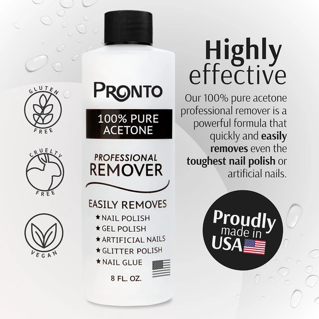 Alt view image 3 of 6 - Pronto 100% Acetone Gel Nail Polish Remover - Gel Polish Remover for Nails | Acetone Nail Polish Remover For Nails for Removal of Glue, Gel, Acrylic & Dip | Gel Polish Remover, 8 Fl oz