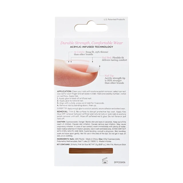 Alt view image 5 of 7 - KISS Salon Acrylic, Press On Nails, Nail glue included, 'Crush Hour', White, Petite Size, Squoval Shape, Includes 28 Nails, 2g glue, 1 Manicure Stick, 1 Mini File