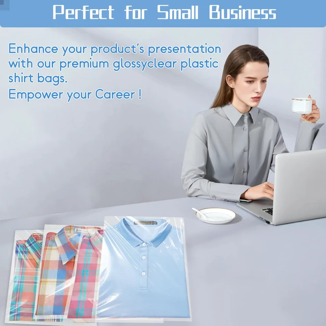 Alt view image 2 of 7 - QOIUSO Clear Self-Sealing Cellophane Bags: 100PCS 10x13 Inch Sealable Poly Plastic Shipping Bags for Small Business Packaging Clothing, Shirt, Gifts, Decorative Wrappers, Party Favors and More