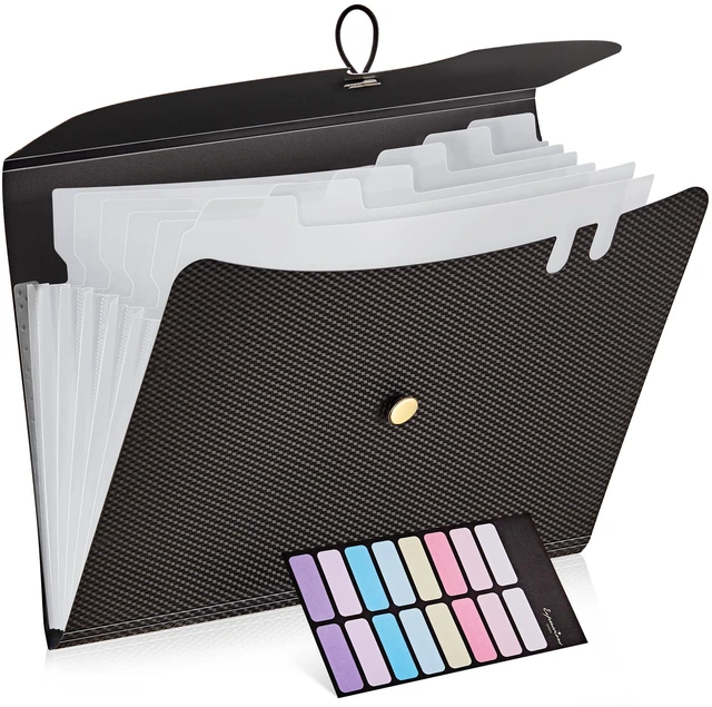 Main image of JARLINK 7 Pockets Expanding File Folder, A4 Accordion folders, Black