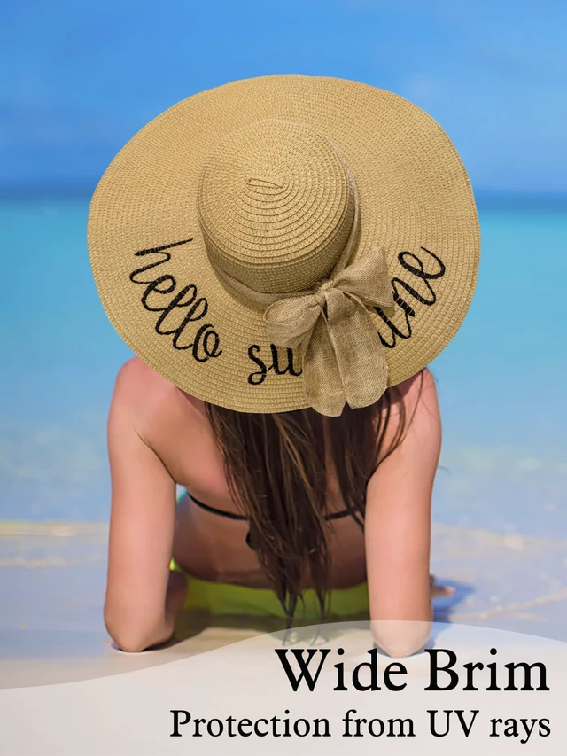 Alt view image 4 of 6 - Sun Hats for Women, Summer Beach Straw Wide Brim Bucket Hat