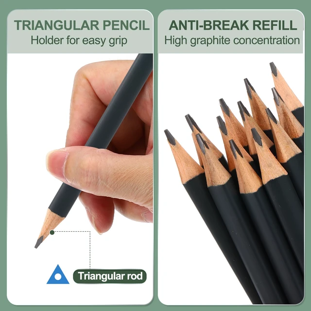 Alt view image 3 of 6 - M&G 2B Wooden Hexagonal Graphite Pencils, 24 Pcs, for Classroom Teacher Office Supplies, Grey